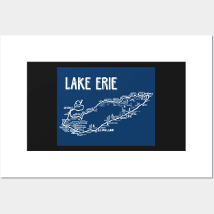 Lake Erie Map Posters and Art